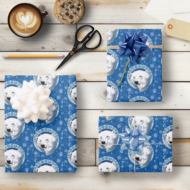 Feuille De Papier Cadeau Flèches de neige Ours Polaire Art Nouveau (Créateur téléchargé)