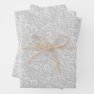 Feuille De Papier Cadeau Flèches en fibre blanche