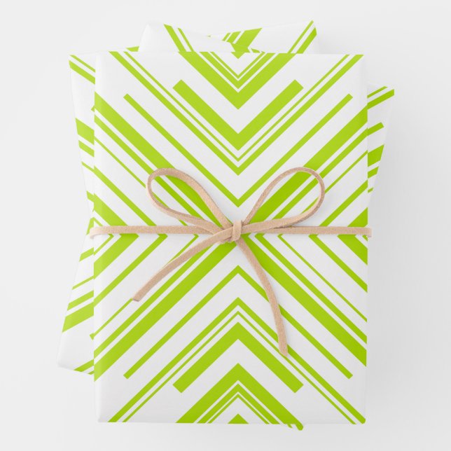 Feuille De Papier Cadeau Flèches en vert et blanc (En situation)