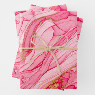 Feuille De Papier Cadeau Flèches marbrées Or rose