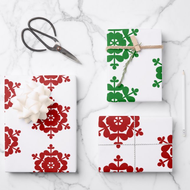 Feuille De Papier Cadeau Flèches rouges vertes blanches (Recto)