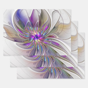 Feuille De Papier Cadeau Fleur d'art Abstrait, énergique et coloré