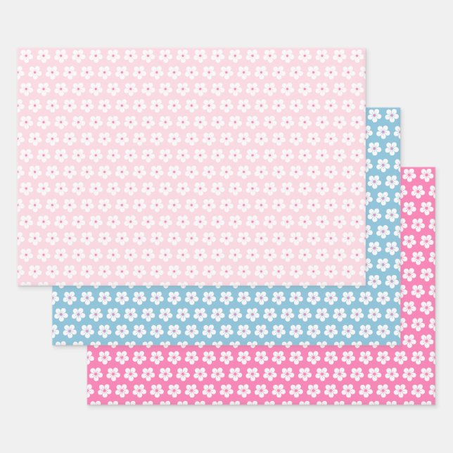 Feuille De Papier Cadeau Fleur de cerisier blanc (Lot)