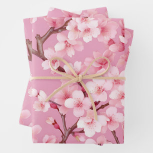 Feuille De Papier Cadeau Fleur de fleurs de cerisier rose élégant