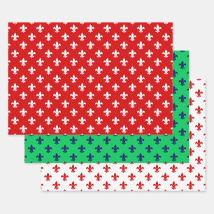 Feuille De Papier Cadeau Fleur de Lis do-it-yourself couleurs Motif et Arri