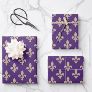 Feuille De Papier Cadeau Fleur de Lis Motif, Royal French Creative on Purpl