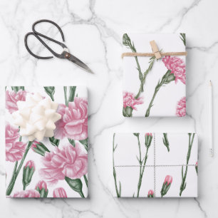 Feuille De Papier Cadeau Fleur d'oeillet sans fil