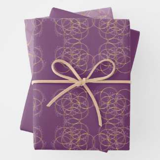 Feuille De Papier Cadeau Fleur d'or Fleur d'anniversaire