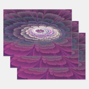 Feuille De Papier Cadeau Fleur frappante abstraite colorée d'art fractal