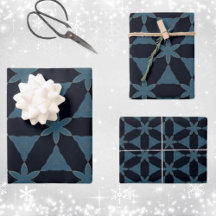 Fleur géométrique de Noël bleu foncé et or