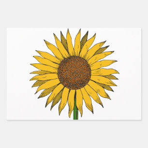 Feuille De Papier Cadeau Fleur jaune de tournesol