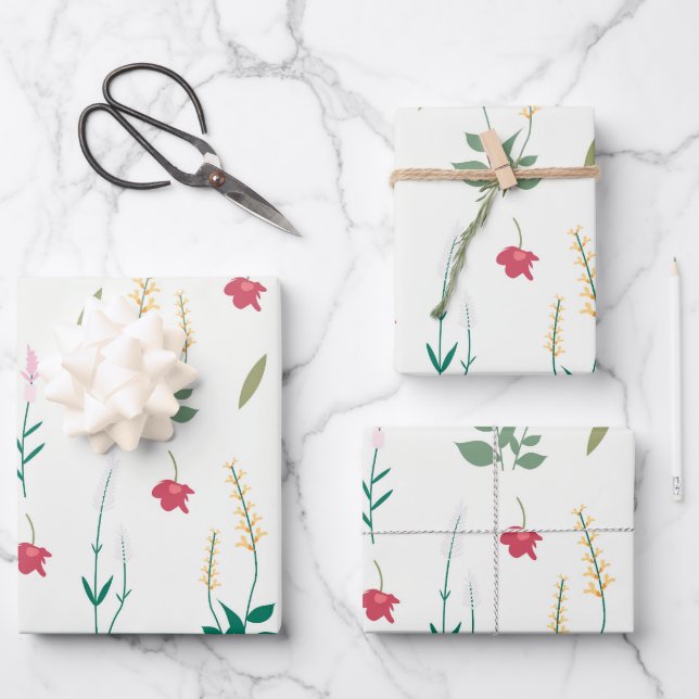 Feuille De Papier Cadeau Fleur Printemps florissant Floral sans joint (Recto)