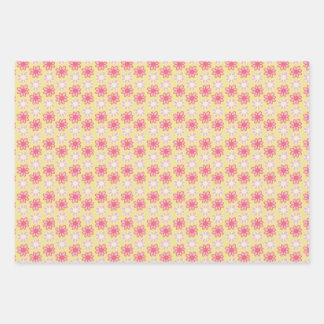 Feuille De Papier Cadeau fleur rétro jaune et rose
