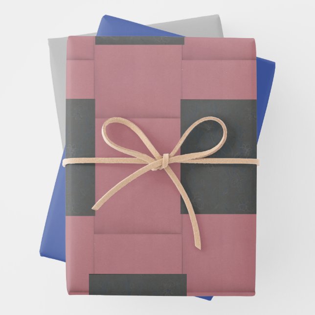 Feuille De Papier Cadeau Fleur rose Checker Abstrait   (En situation)