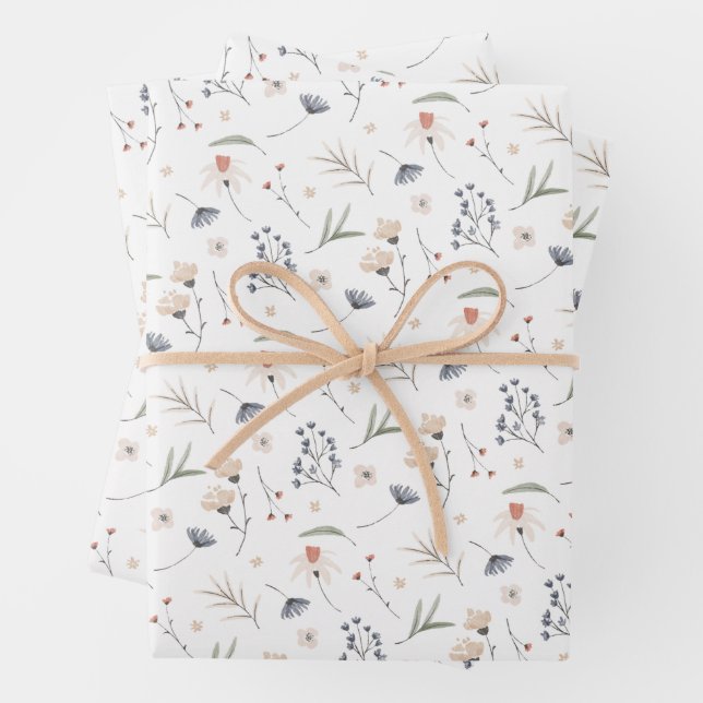 Feuille De Papier Cadeau Fleur sauvage élégant (En situation)