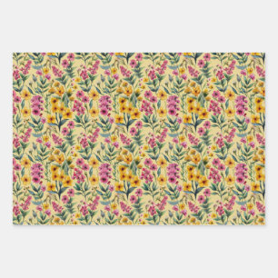 Feuille De Papier Cadeau Fleur sauvage rose