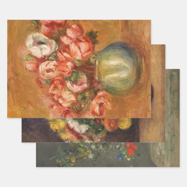 Feuille De Papier Cadeau Fleurs (1) Trio Découpage Set par Auguste Renoir (Lot)