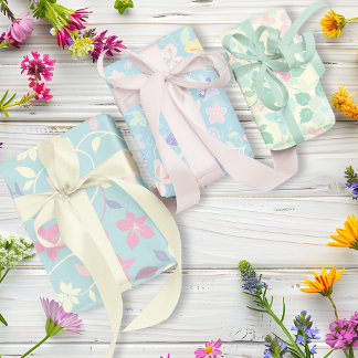 Feuille De Papier Cadeau Fleurs Abstraites Printemps Pastel doux ensemble d