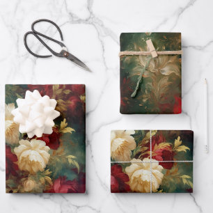 Feuille De Papier Cadeau Fleurs blanches et rouges romantiques Mariage Baby