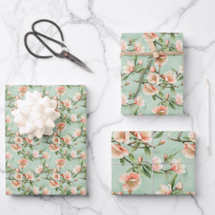 Feuille De Papier Cadeau Fleurs d'arbre de pêche Floral Blossom Botanique I