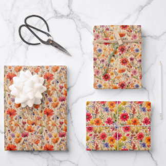 Feuille De Papier Cadeau Fleurs d'automne
