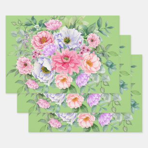Feuille De Papier Cadeau Fleurs de Jardin d'été délicieuses