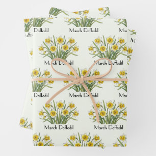 Feuille De Papier Cadeau Fleurs de jonquilles de mars