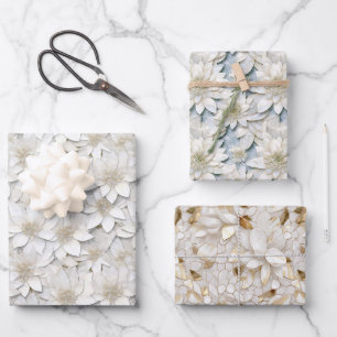 Feuille De Papier Cadeau Fleurs de lotus blanches