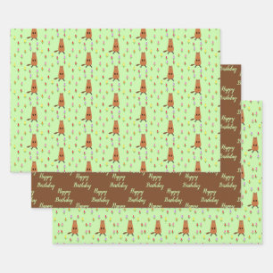 Feuille De Papier Cadeau Fleurs de marmotte et de tulipe mignonnes Annivers