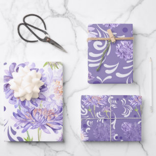 Feuille De Papier Cadeau fleurs de prairie pourpres