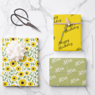 Feuille De Papier Cadeau Fleurs de soleil d'été coordonnées