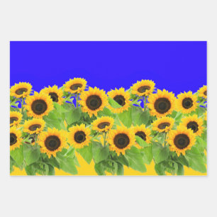 Feuille De Papier Cadeau Fleurs de soleil - drapeau ukrainien Paix Liberté 