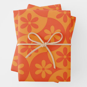 Feuille De Papier Cadeau Fleurs de Tangérine orange sur Saint-Jacques du mi
