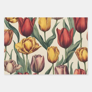 Feuille De Papier Cadeau Fleurs de tulipes colorées Toutes les occasions
