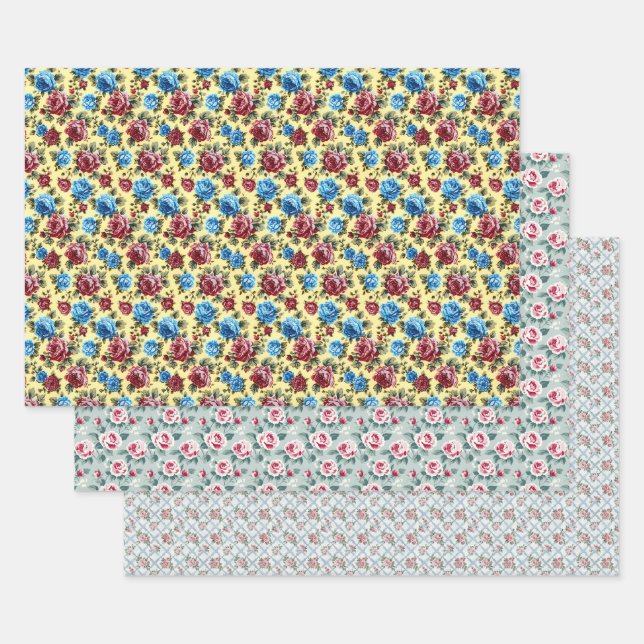 Feuille De Papier Cadeau Fleurs d'été de birthday tendance jaune pour elle (Lot)