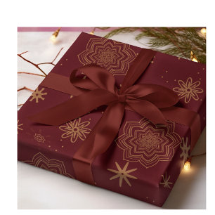 Feuille De Papier Cadeau Fleurs d'or et étoiles en Bourgogne
