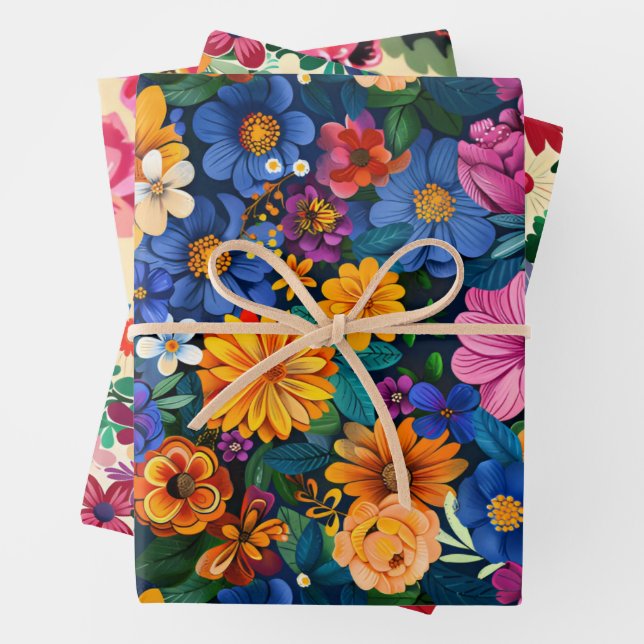 Feuille De Papier Cadeau Fleurs du Mois du patrimoine hispanique (En situation)