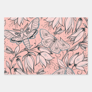 Feuille De Papier Cadeau Fleurs et bogues Vintages Abstraits