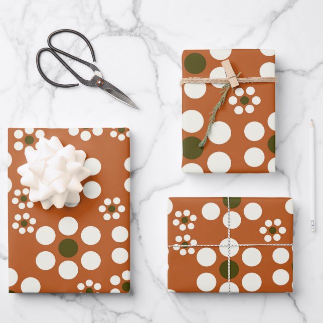 Feuille De Papier Cadeau Fleurs florales en terre cuite mexicaine (Recto)
