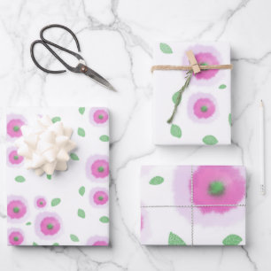 Feuille De Papier Cadeau Fleurs gonflées