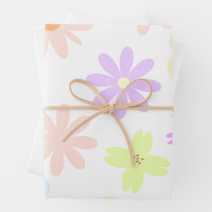 Feuille De Papier Cadeau Fleurs mod Pastel Retro, 80s, 90s