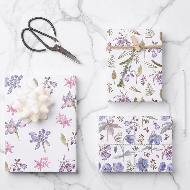 Feuille De Papier Cadeau Fleurs Pastel Moderne Baby shower de jardin (Recto)