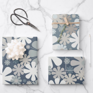 Feuille De Papier Cadeau Fleurs rétro 60s les années 70 motifs floraux esth