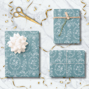 Feuille De Papier Cadeau Fleurs Rococo Vintage Motif Floral