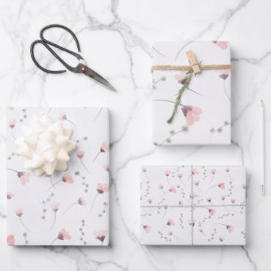 Feuille De Papier Cadeau Fleurs roses d'aquarelle sur toile