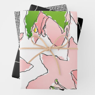 Feuille De Papier Cadeau Fleurs roses et vertes AKA Sorority