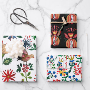 Feuille De Papier Cadeau Fleurs ukrainiennes décoratives