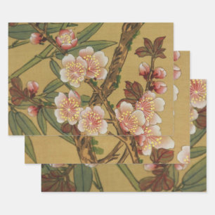 Feuille De Papier Cadeau Fleurs vintages de cerises Fleurs japonaises asiat