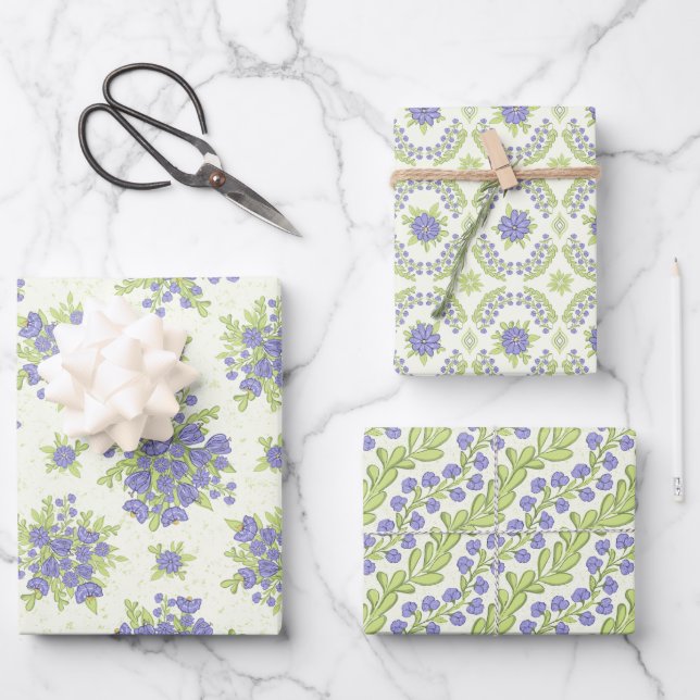 Feuille De Papier Cadeau Fleurs violettes Lilac Printemps Floral (Recto)
