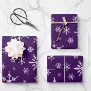 Feuille De Papier Cadeau Flocon De Neige De Noël En Violet